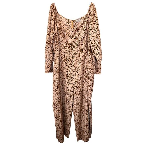 NWT ASOS DESIGN Curve Square Neck Puff Sleeve Leopard Print Jumpsuit • Size 24 - Picture 2 of 4
